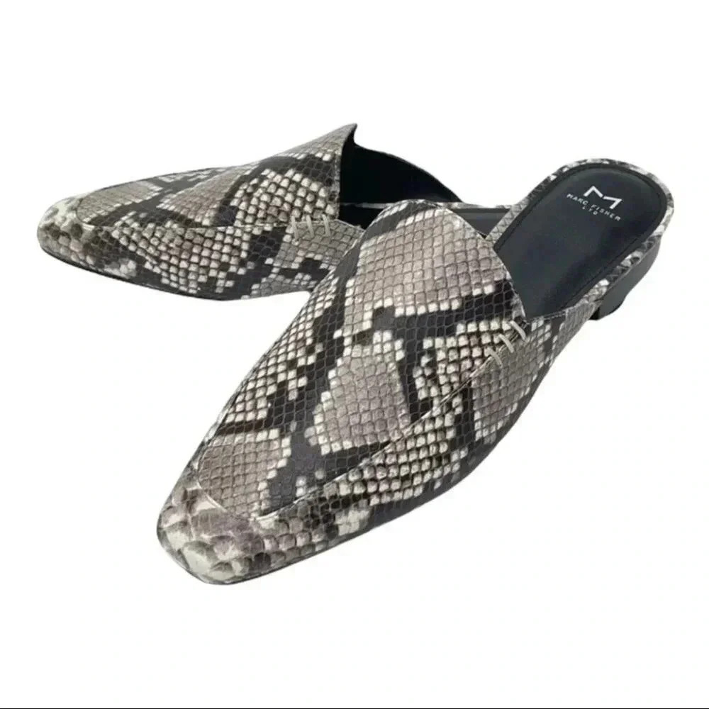 Marc Fisher LTD Pam2 Snake Embossed Leather Womens Flat Mules - Picture 12 of 16